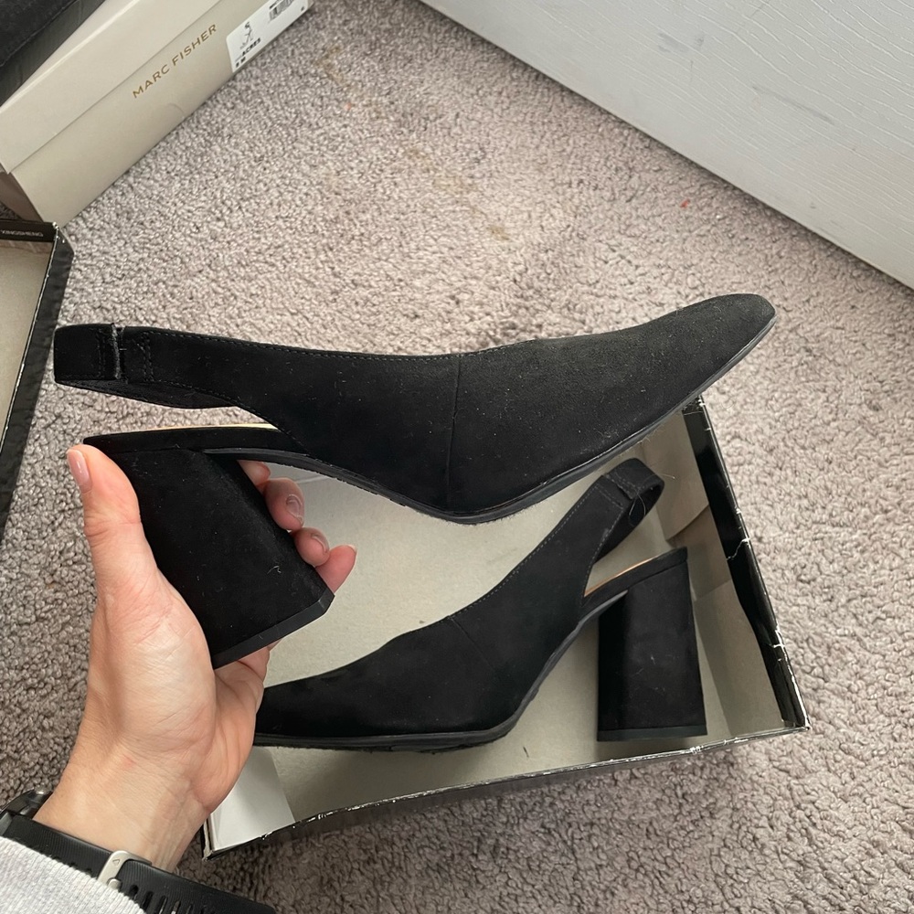 Black Closed Toe Sling Back Palmer Heel Christian Siriano